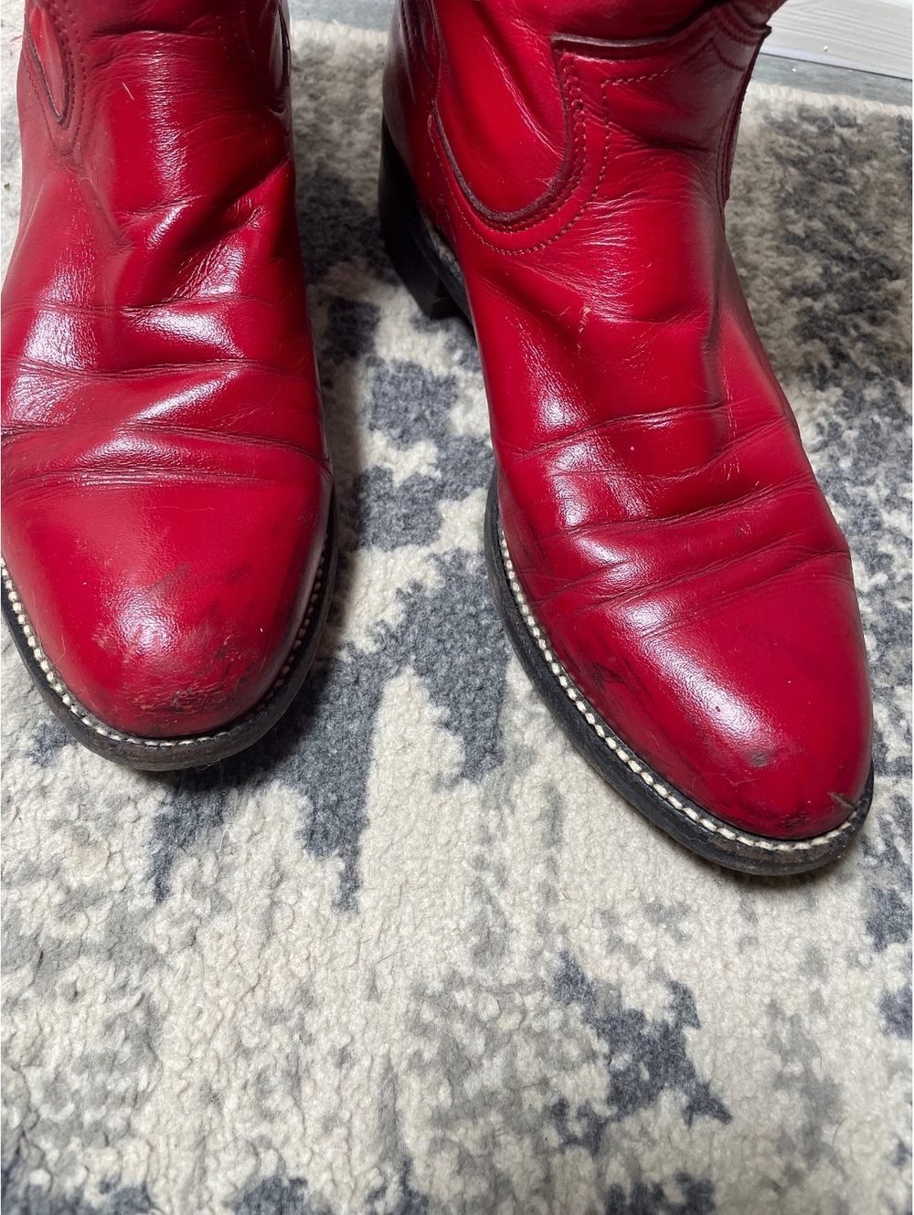 Women’s Justin vintage red round toe western roper size 6.5 B - Picture 2 of 9